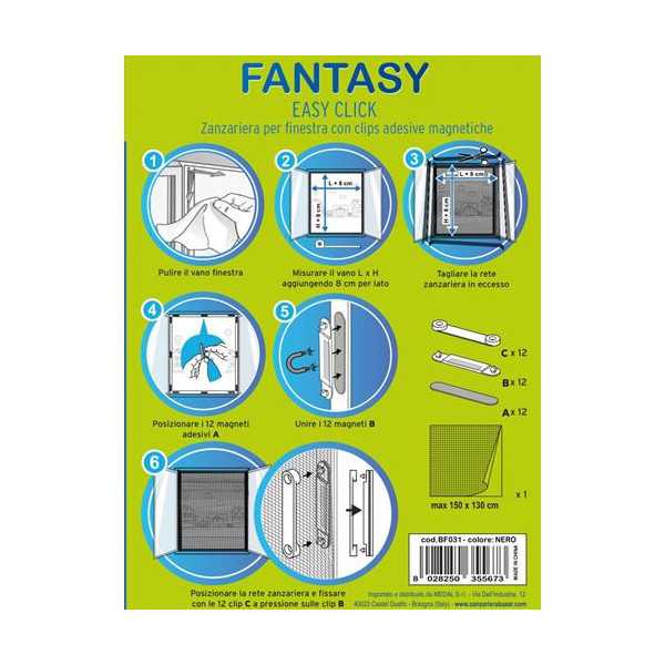 Mosquitera Ventana 150X130 con Clips Adhesiv Magnet [LOTE DE 2 Unidades] HEYAC