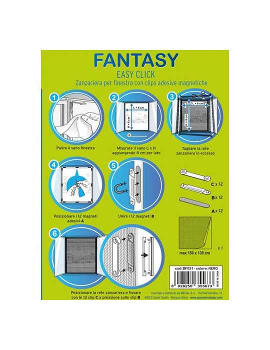 Mosquitera Ventana 150X130 con Clips Adhesiv Magnet [LOTE DE 2 Unidades] HEYAC