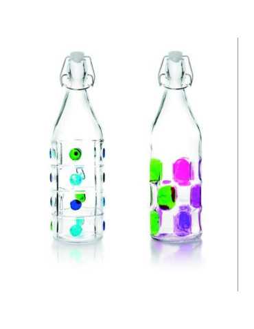 Botella Decorada Cristal 1 L 740111 [LOTE DE 6 Unidades] IBILI