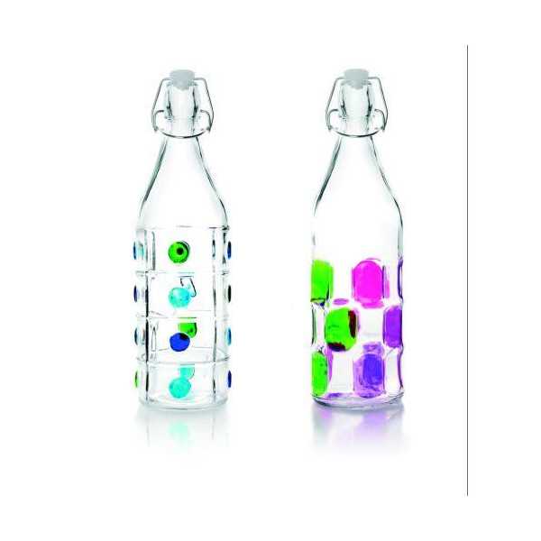Botella Decorada Cristal 1 L 740111 [LOTE DE 6 Unidades] IBILI