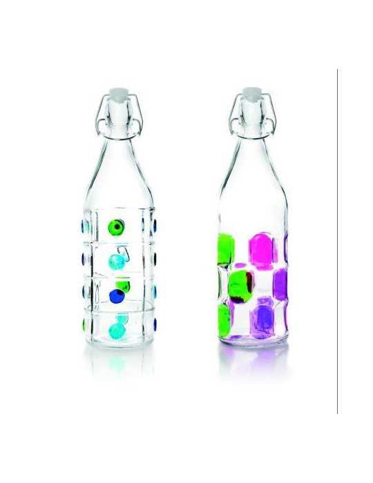 Botella Decorada Cristal 1 L 740111 [LOTE DE 6 Unidades] IBILI