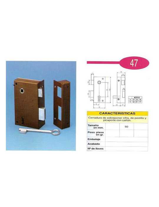 Cerradura Sobreponer 47/A 6 Derecha He [LOTE DE 2 Unidades] ILARGI