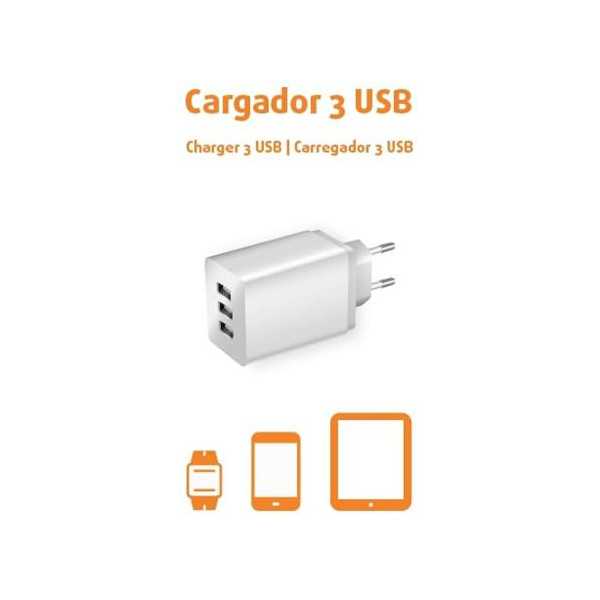 Enchufe con 3 Cargadores USB 420046 [LOTE DE 4 Unidades] IMPREX