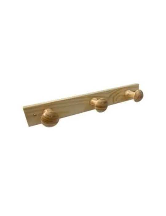 Colgador Madera de Pino 4 Pomos Natural [LOTE DE 4 Unidades] INOFIX
