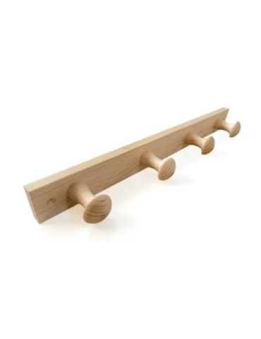 Colgador Madera de Pino 4 Pomos Miel [LOTE DE 4 Unidades] INOFIX