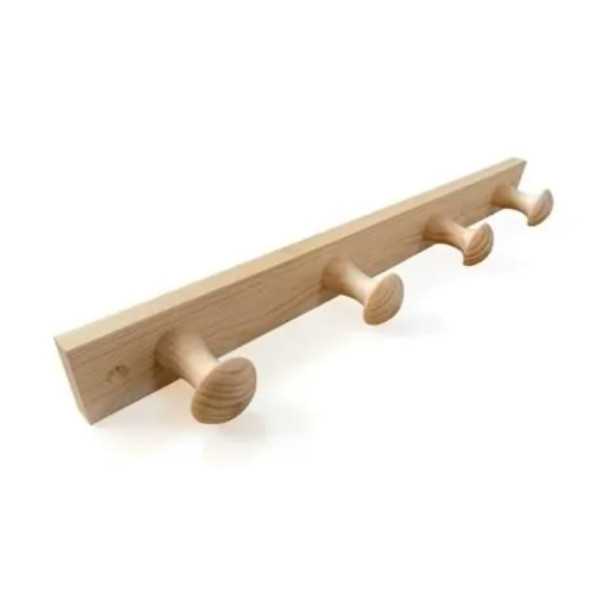Colgador Madera de Pino 4 Pomos Miel [LOTE DE 4 Unidades] INOFIX