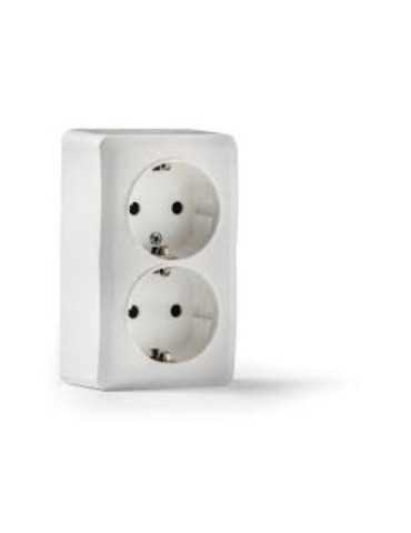 Doble Base TT Lateral Superficie Blanca 16A-250V [LOTE DE 4 Unidades] FAMATEL