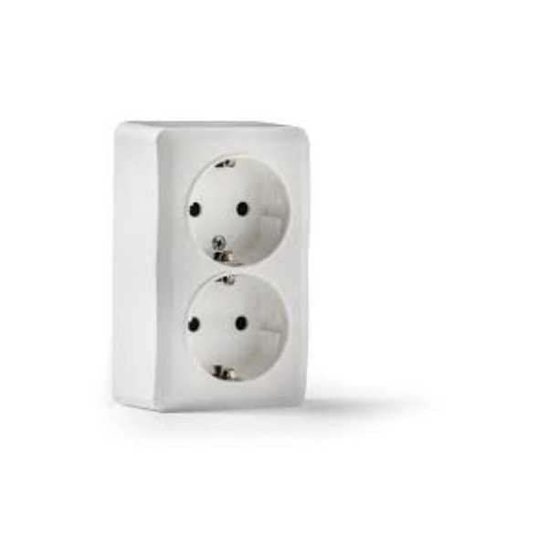Doble Base TT Lateral Superficie Blanca 16A-250V [LOTE DE 4 Unidades] FAMATEL
