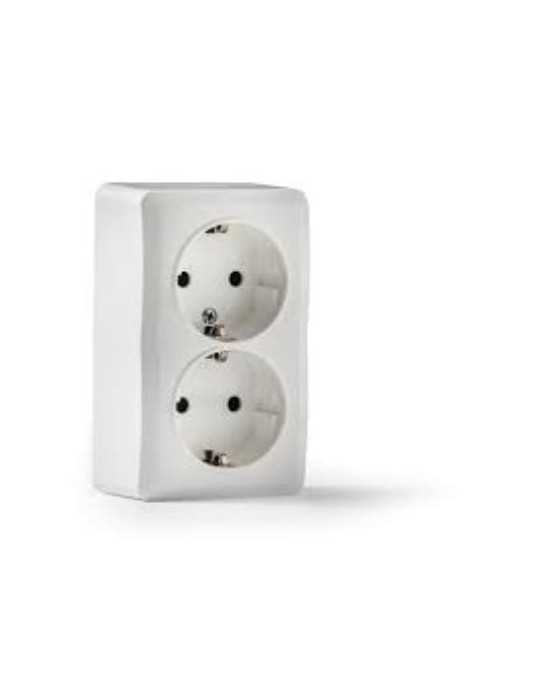 Doble Base TT Lateral Superficie Blanca 16A-250V [LOTE DE 4 Unidades] FAMATEL