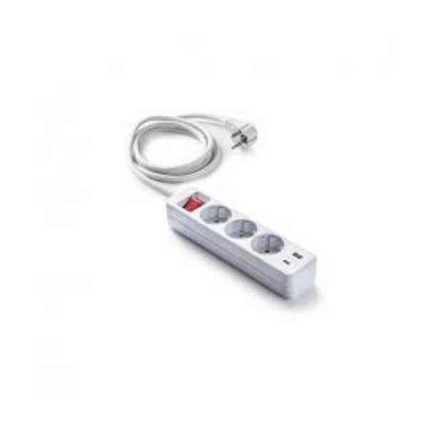 Base 3 Tomas TT+2 USB con Cable 1.5M Blanco 9/713 [LOTE DE 4 Unidades] FAMATEL