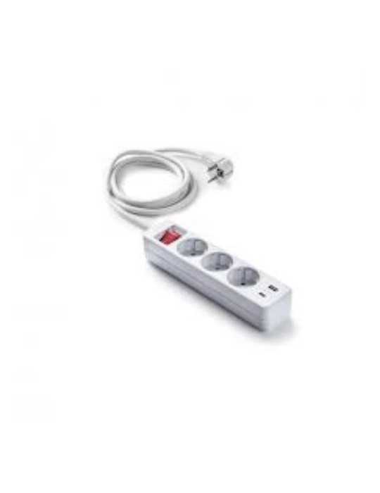 Base 3 Tomas TT+2 USB con Cable 1.5M Blanco 9/713 [LOTE DE 4 Unidades] FAMATEL