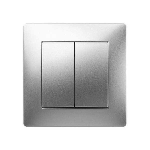 Doble Interruptor 10 Ah 250 V Aluminio 9403 [LOTE DE 4 Unidades] FAMATEL