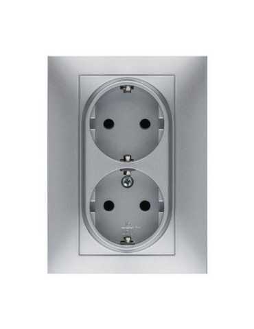 Doble Toma Corriente 16 Ah 250 V Aluminio 9225 [LOTE DE 4 Unidades] FAMATEL