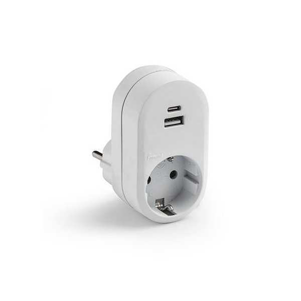 Adaptador TT 16A-25V con USB A+c 1321 [LOTE DE 4 Unidades] FAMATEL