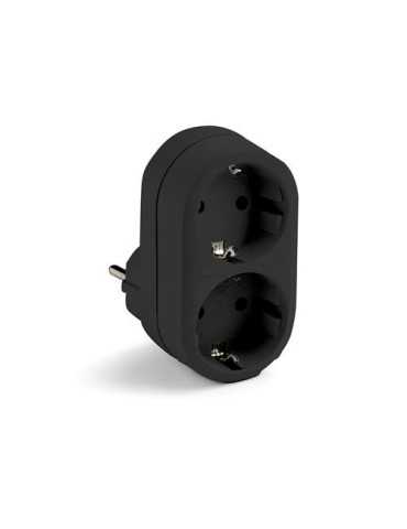 Adaptador Doble TT 16A-250V Negro 1332-N [LOTE DE 10 Unidades] FAMATEL
