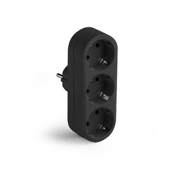 Adaptador Triple TT 16A-250V Negro 1333-N [LOTE DE 8 Unidades] FAMATEL