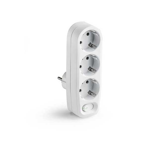 Adaptador Doble TT 16A-250V con Interruptor 1343 [LOTE DE 4 Unidades] FAMATEL