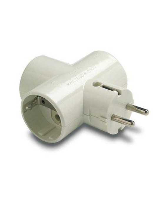 Adaptador Triple Toma Tierra Cerámica 1303 [LOTE DE 6 Unidades] FAMATEL
