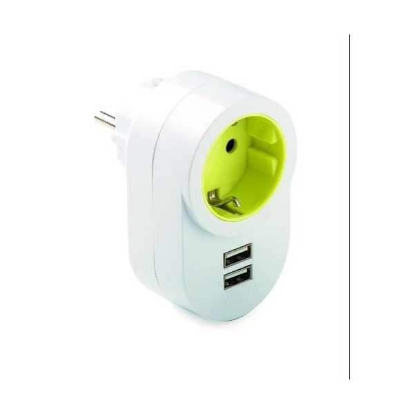 Adaptador TT. Lateral 16 Ah 250 V 2 USB 1308 [LOTE DE 2 Unidades] FAMATEL