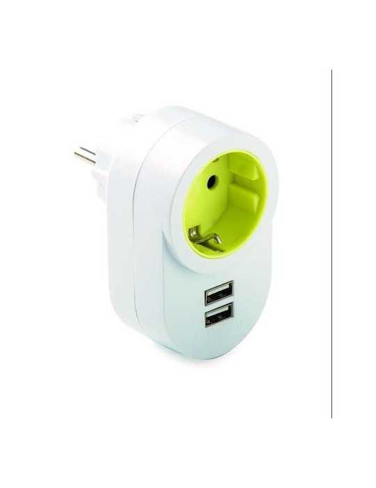 Adaptador TT. Lateral 16 Ah 250 V 2 USB 1308 [LOTE DE 2 Unidades] FAMATEL