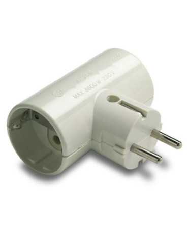 Adaptador Doble Toma Tierra Cerámico 1302 Blister [LOTE DE 6 Unidades] FAMATEL