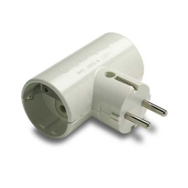 Adaptador Doble Toma Tierra Cerámico 1302 Blister [LOTE DE 6 Unidades] FAMATEL