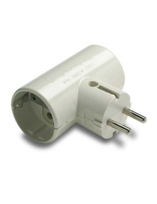 Adaptador Doble Toma Tierra Cerámico 1302 Blister [LOTE DE 6 Unidades] FAMATEL
