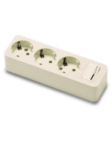 Base 3 Tomas/TT. sin Cable con Interruptor 2523 [LOTE DE 4 Unidades] FAMATEL