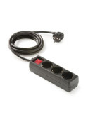 Base 3 Tomas TT con Interruptor Cable 1.5M Negro [LOTE DE 6 Unidades] FAMATEL