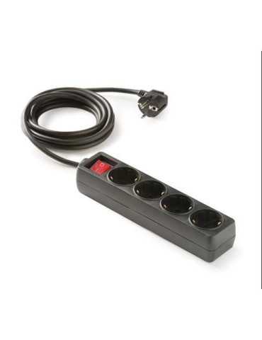 Base 4 Tomas TT con Interruptor Cable 1.5M Negro [LOTE DE 4 Unidades] FAMATEL