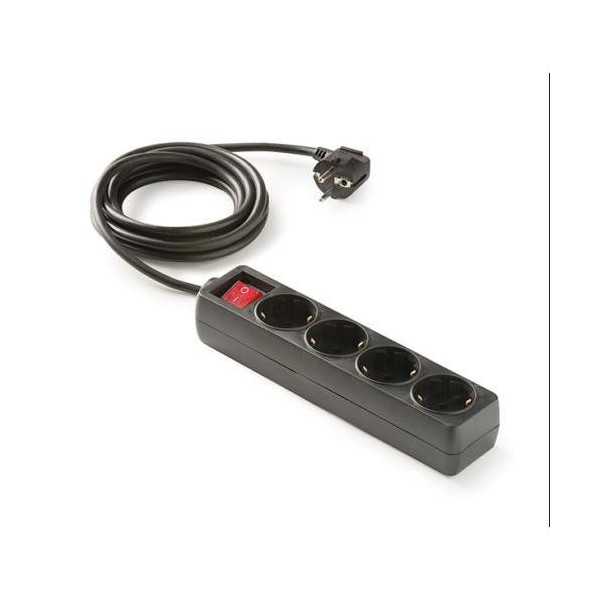 Base 4 Tomas TT con Interruptor Cable 1.5M Negro [LOTE DE 4 Unidades] FAMATEL