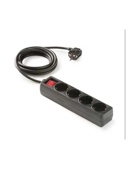 Base 4 Tomas TT con Interruptor Cable 1.5M Negro [LOTE DE 4 Unidades] FAMATEL