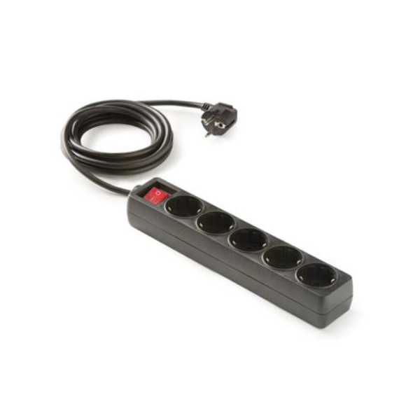 Base 5 Tomas TT con Interruptor Cable 1.5M Negro [LOTE DE 4 Unidades] FAMATEL