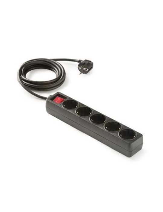 Base 5 Tomas TT con Interruptor Cable 1.5M Negro [LOTE DE 4 Unidades] FAMATEL