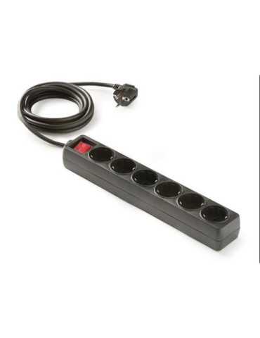 Base 6 Tomas TT con Interruptor Cable 1.5M Negro [LOTE DE 4 Unidades] FAMATEL