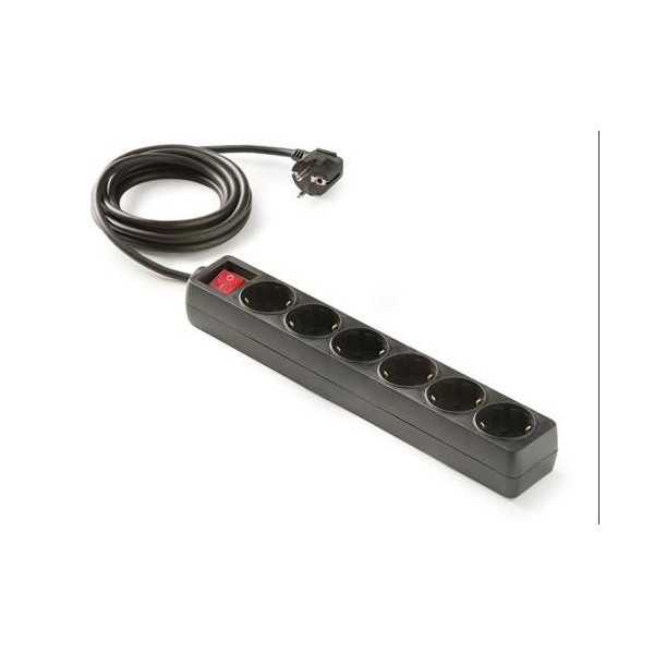 Base 6 Tomas TT con Interruptor Cable 1.5M Negro [LOTE DE 4 Unidades] FAMATEL