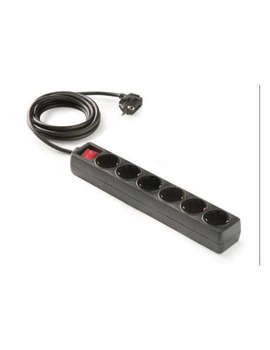 Base 6 Tomas TT con Interruptor Cable 1.5M Negro [LOTE DE 4 Unidades] FAMATEL