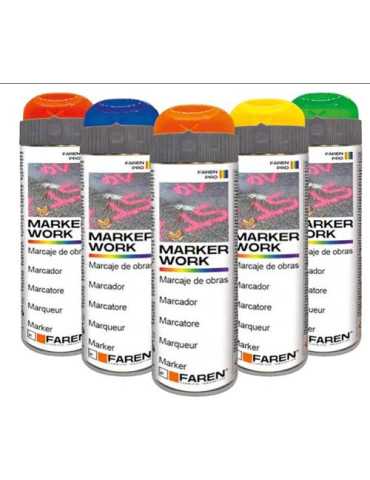 Marcador de Obra Profesional Spray Fucsia 500ML [LOTE DE 6 Unidades] FAREN