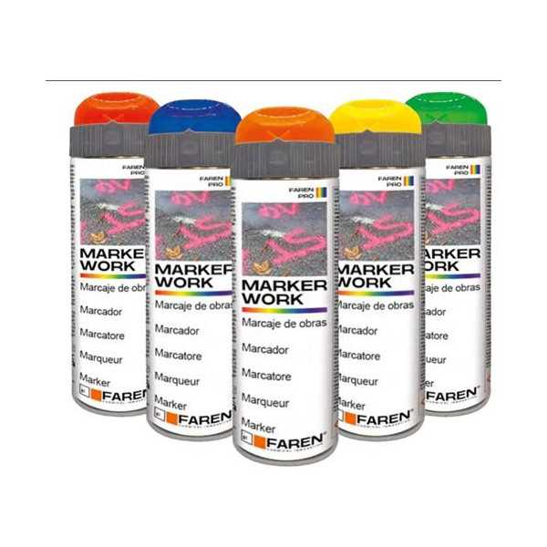 Marcador de Obra Profesional Spray Naranja 500ML [LOTE DE 6 Unidades] FAREN