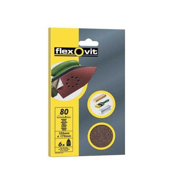 Lija Mouse Velgrip 95X145 6 Agujeros Medio 6 Uds [LOTE DE 8 Unidades] FLEXOVIT