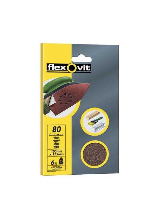 Lija Mouse Velgrip 95X145 6 Agujeros Medio 6 Uds [LOTE DE 8 Unidades] FLEXOVIT
