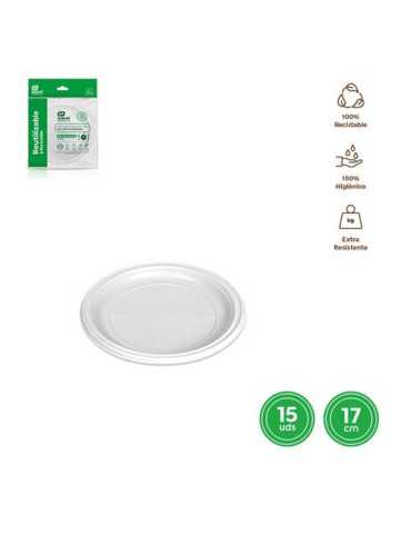 Plato Llano Redondo Postre Blanco 17CM. (PACK-15UD) [LOTE DE 34 Unidades] MAXIPRODUCTS