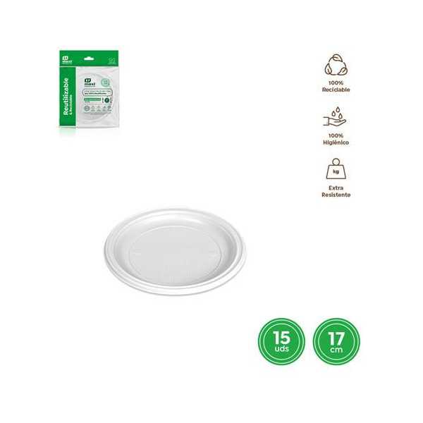Plato Llano Redondo Postre Blanco 17CM. (PACK-15UD) [LOTE DE 34 Unidades] MAXIPRODUCTS