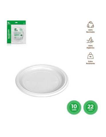 Plato Llano Redondo Blanco 22CM (PACK-10UD) [LOTE DE 32 Unidades] MAXIPRODUCTS