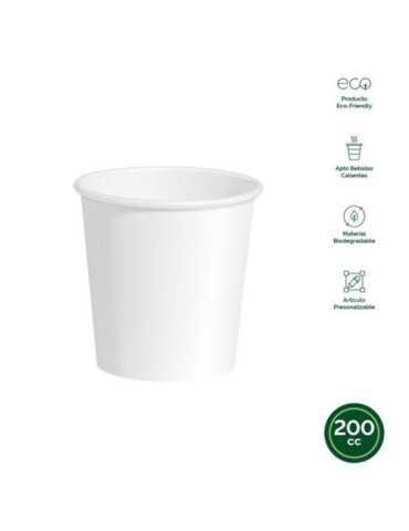 Vaso Carton Blanco Biodegradable 200CC (PACK-25UND) [LOTE DE 30 Unidades] MAXIPRODUCTS