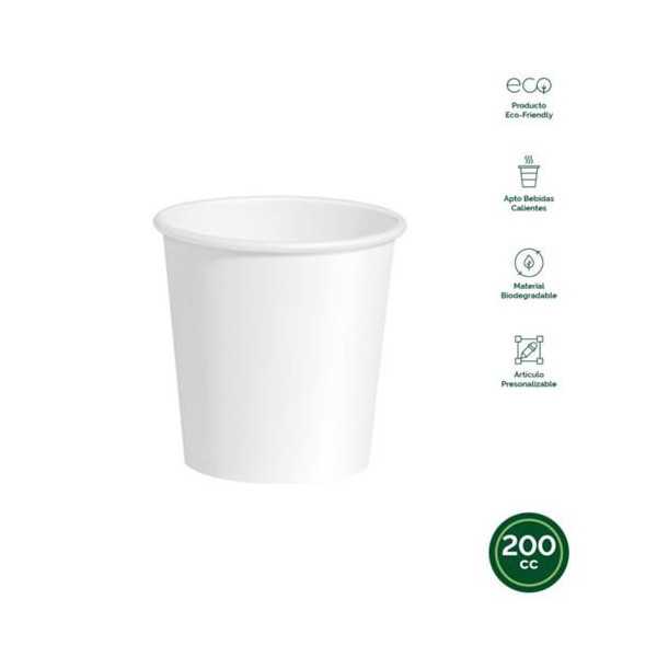 Vaso Carton Blanco Biodegradable 200CC (PACK-25UND) [LOTE DE 30 Unidades] MAXIPRODUCTS