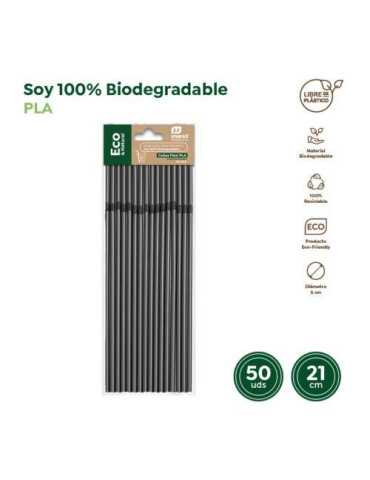 Pajitas Flexibles Biodegradables Negras (PACK-50U) [LOTE DE 28 Unidades] MAXIPRODUCTS
