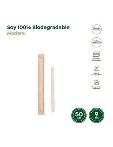 Paletina Madera Biodegradable 9CM (PACK-50UND) [LOTE DE 44 Unidades] MAXIPRODUCTS