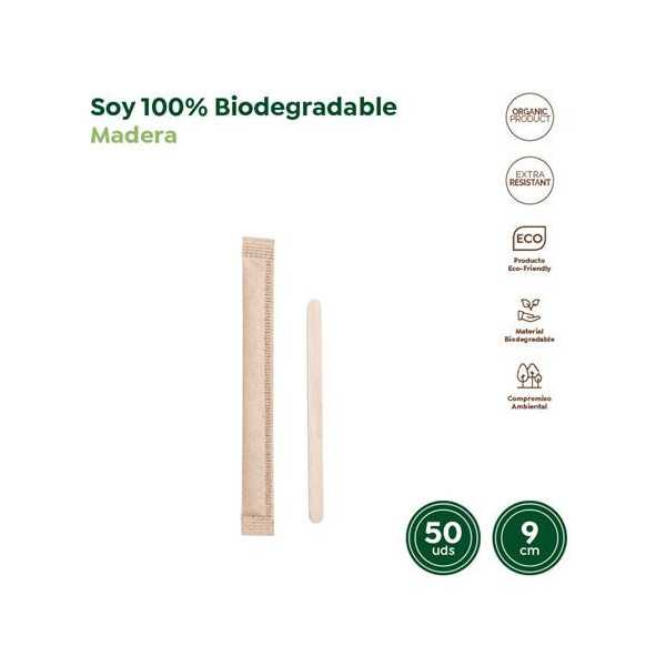 Paletina Madera Biodegradable 9CM (PACK-50UND) [LOTE DE 44 Unidades] MAXIPRODUCTS