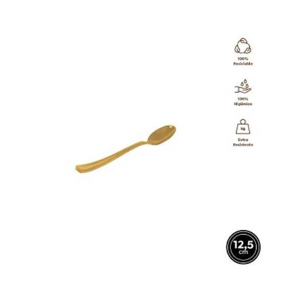 Cuchara Color Oro 12,5CM Reutilizable 12UDS 1794R [LOTE DE 38 Unidades] MAXIPRODUCTS